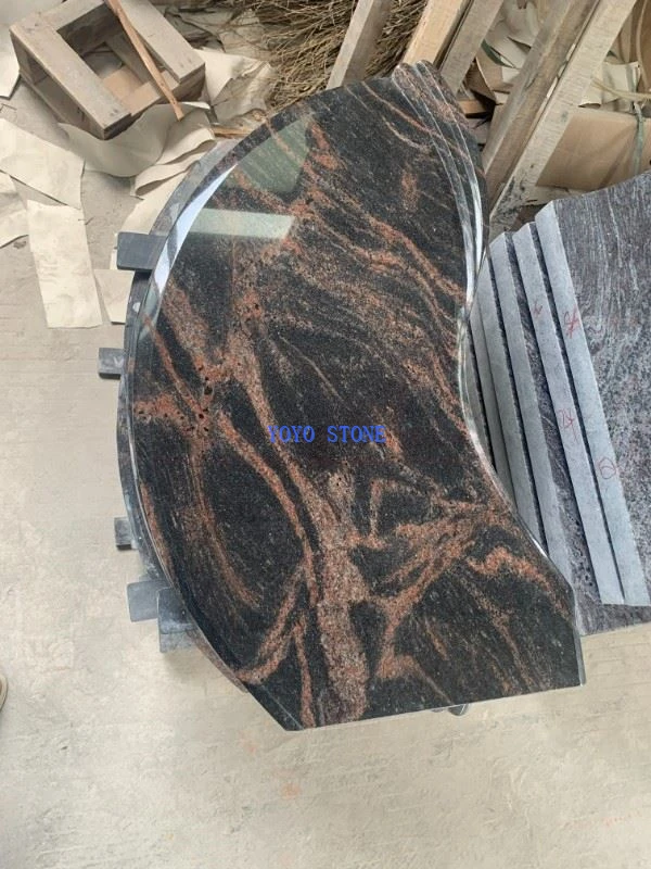 Aurora Granite Headstone Engraved Shape
