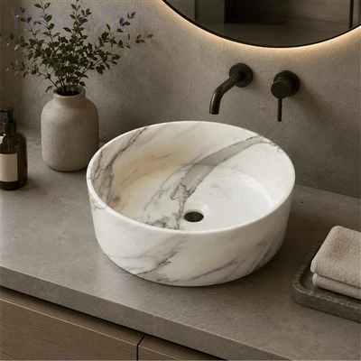 Lavabo de marbre blanc